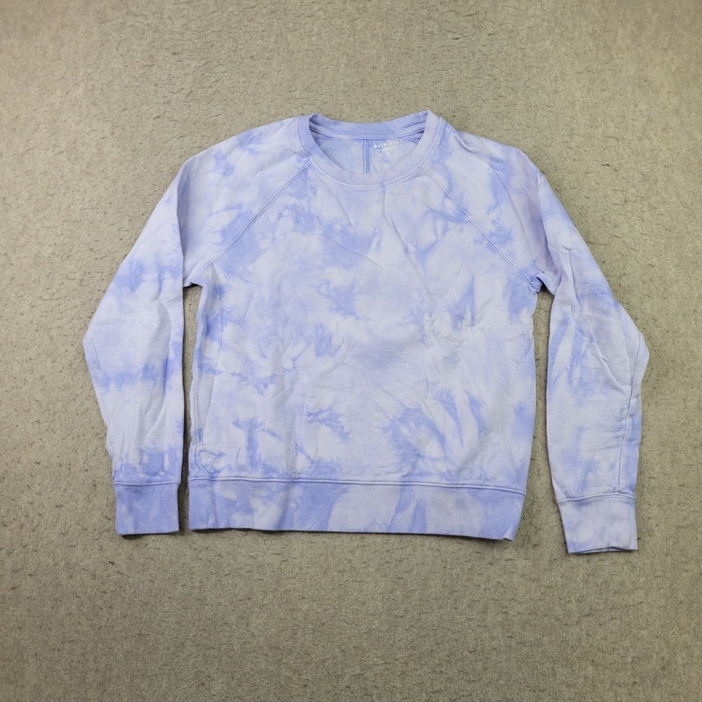 Athleta Blue Tie Dye Long Sleeve‎ Sweatshirt Top Womens S Pullover Round Neck